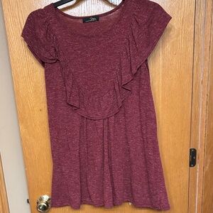 5 for $25 Suzanne Betro Maroon Ruffle Blouse